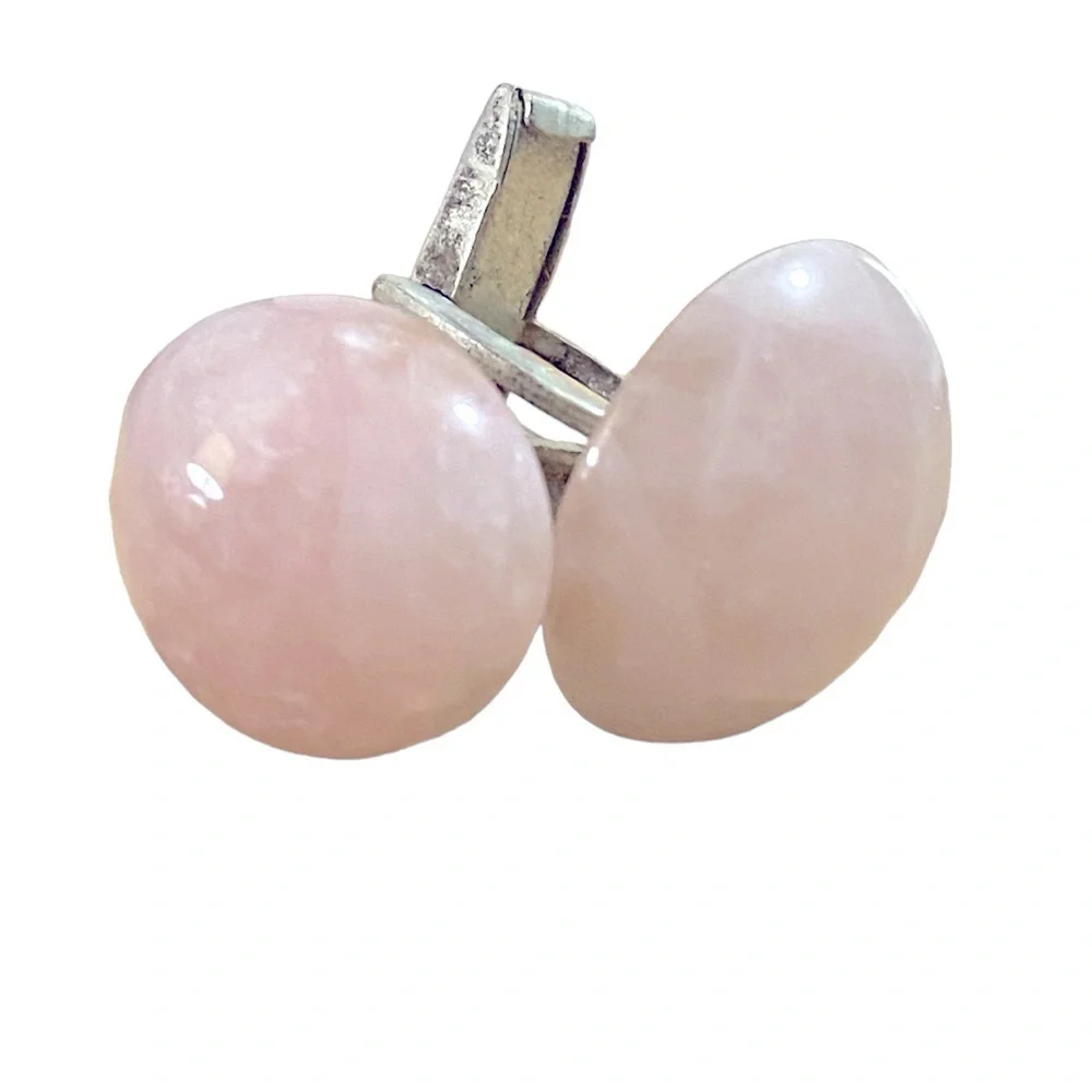 Rose Quartz Silver Cuff Links